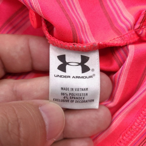 Under Armour Polo Shirt Mens Large Pink Golf Heat Gear Pine Crest Embroidery - Picture 7 of 13